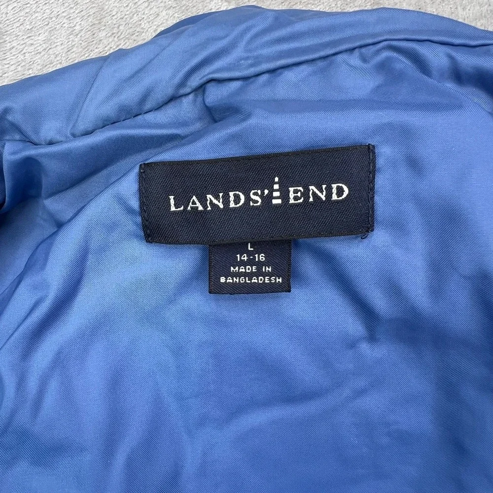 Lands End Quilted Full Zip Jacket Womens Large Blue Thermolite Puffer - Picture 8 of 14